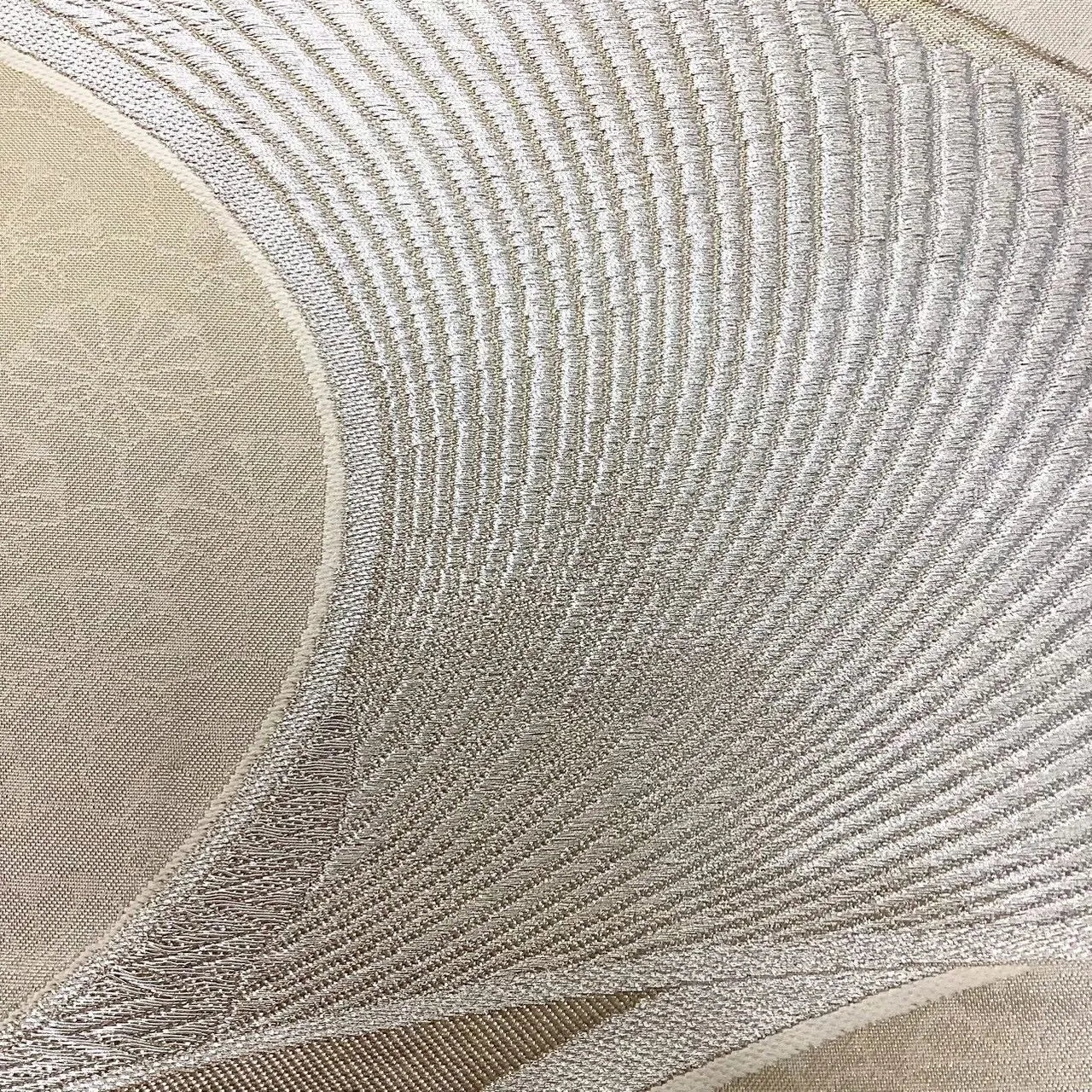 6660# Japanese Vintage Fukuro Obi Belt Kimono Fabric Silk Traditional Silver