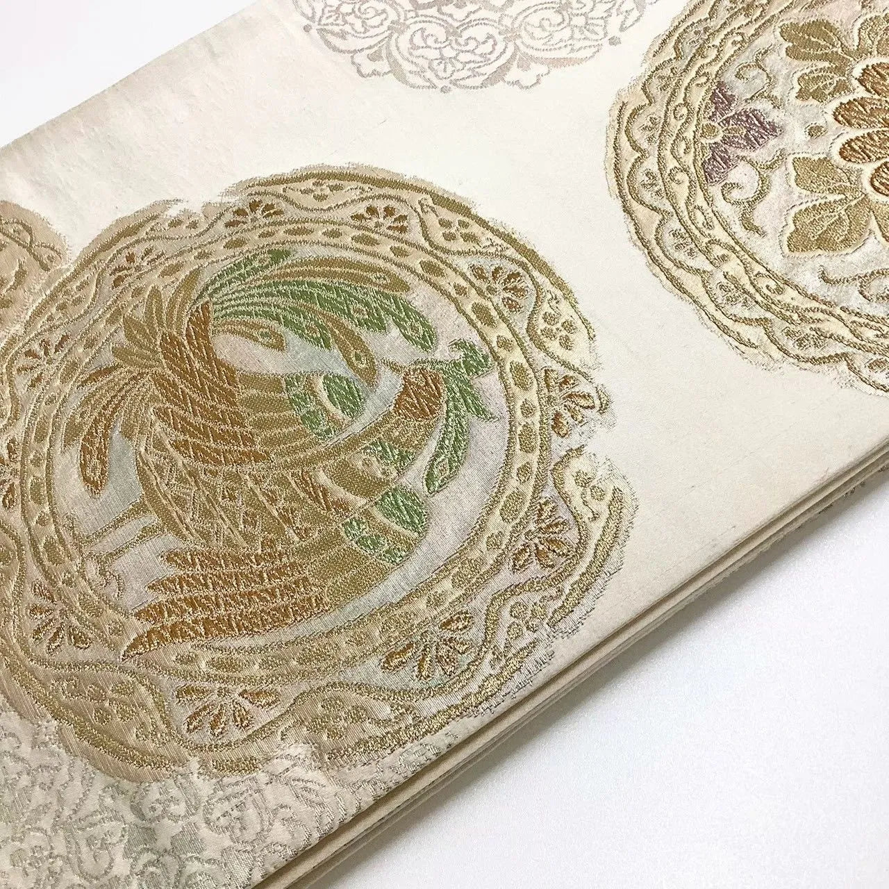 6661# Japanese Vintage Fukuro Obi Belt Kimono Fabric Silk Traditional 　