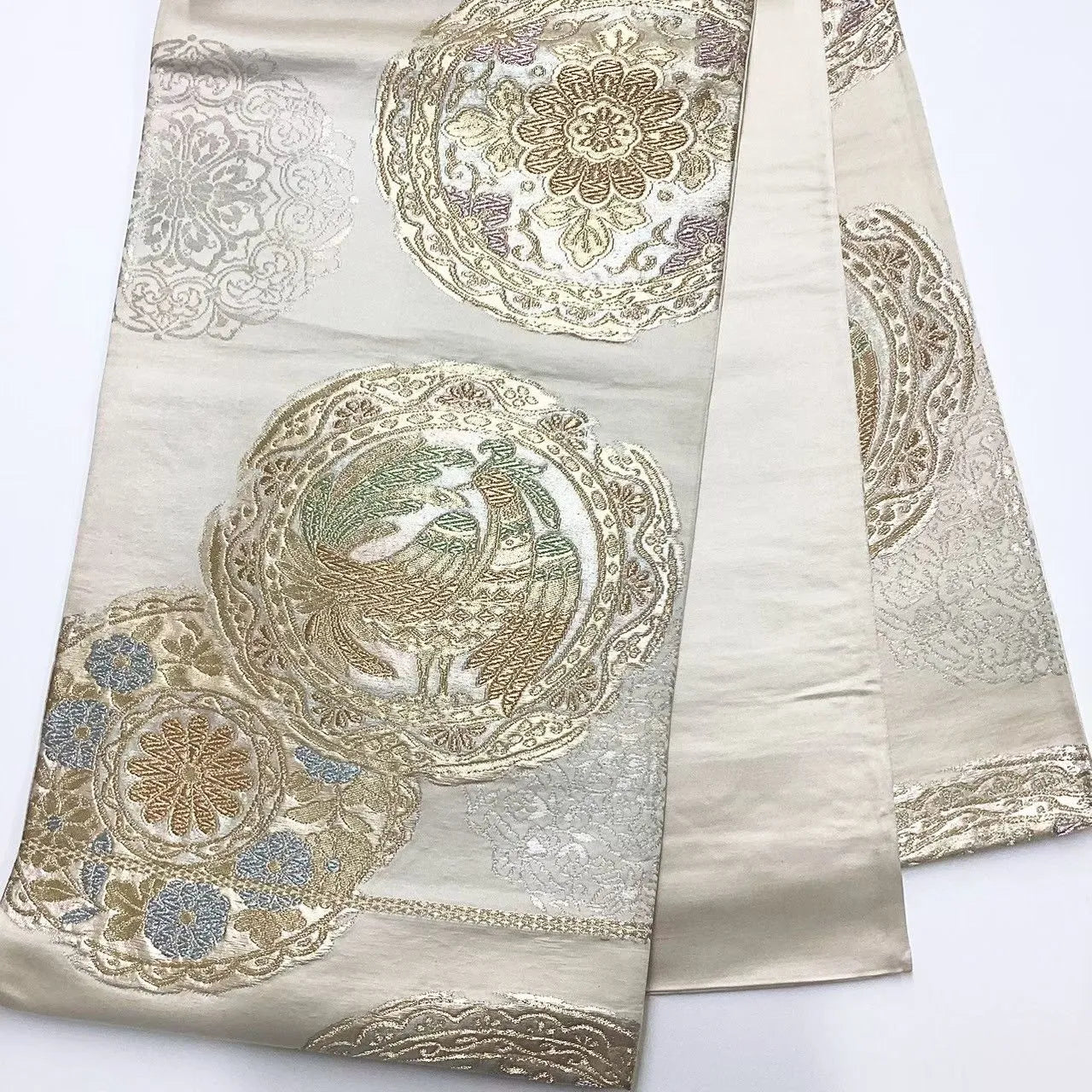 6661# Japanese Vintage Fukuro Obi Belt Kimono Fabric Silk Traditional 　