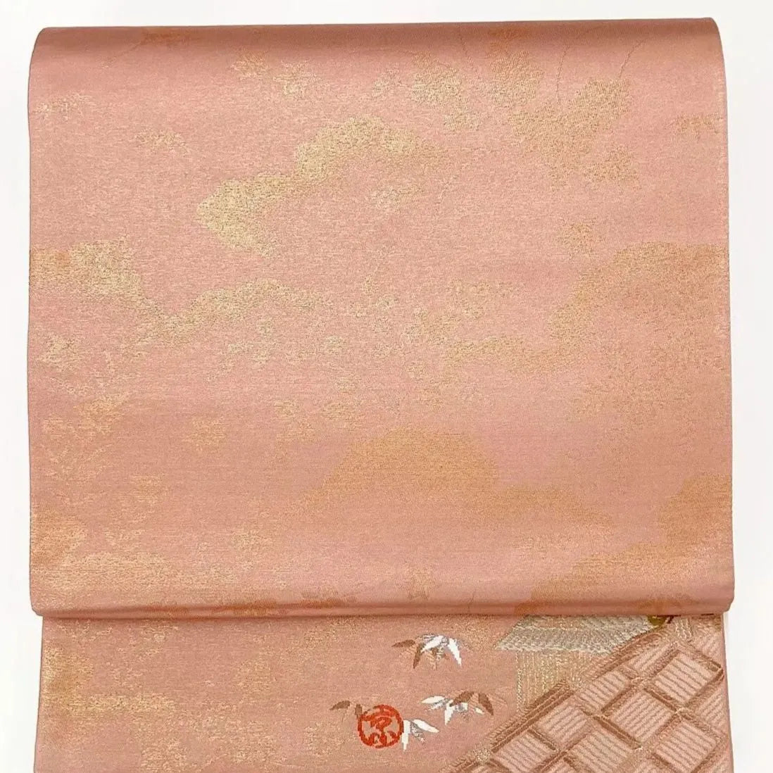 6647# Japanese Vintage Fukuro Obi Belt Kimono Fabric Silk Traditional Embroidery