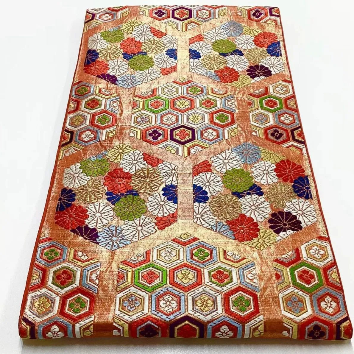 6654# Japanese Vintage Fukuro Obi Belt Kimono Fabric Silk Traditional Embroidery