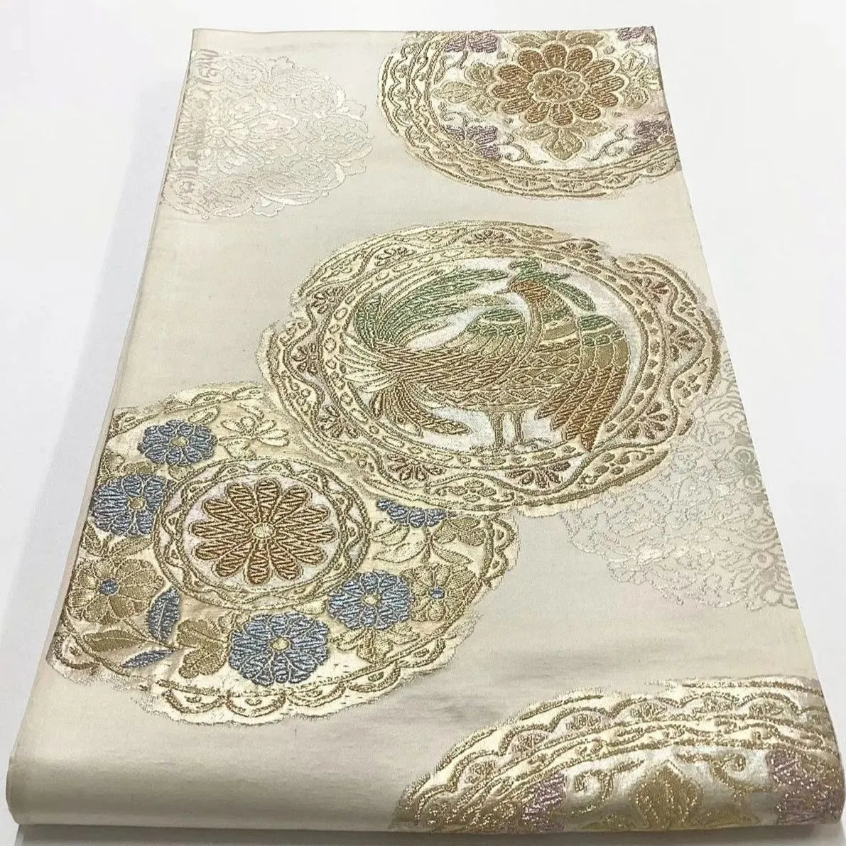 6661# Japanese Vintage Fukuro Obi Belt Kimono Fabric Silk Traditional 　