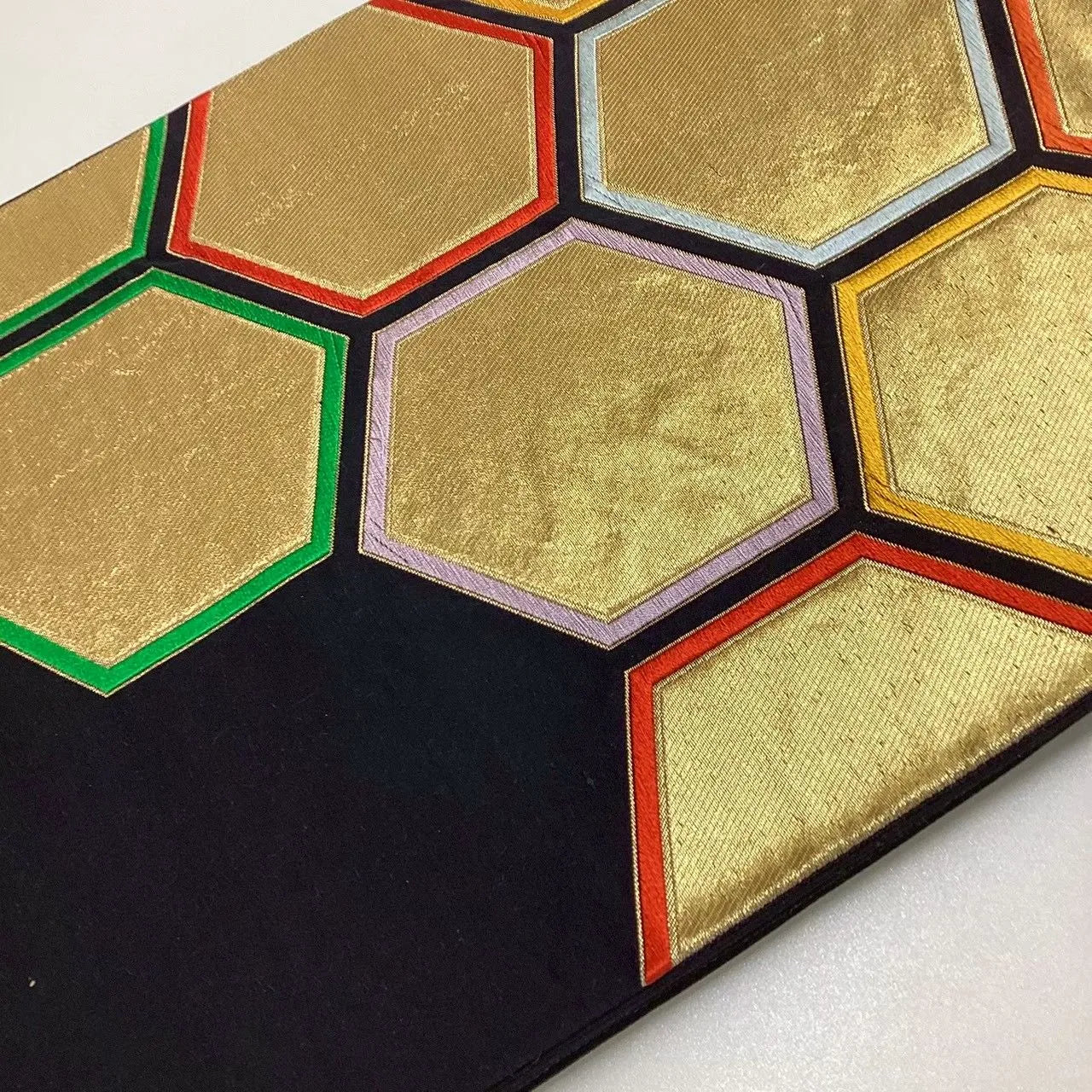 6663# Japanese Vintage Fukuro Obi Belt Kimono Fabric Silk Traditional Black