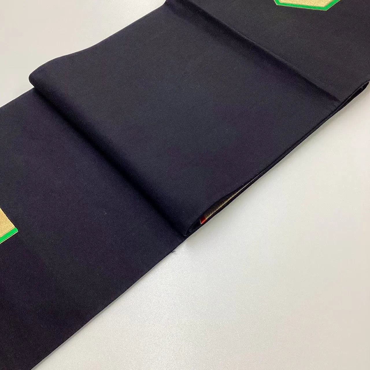 6663# Japanese Vintage Fukuro Obi Belt Kimono Fabric Silk Traditional Black