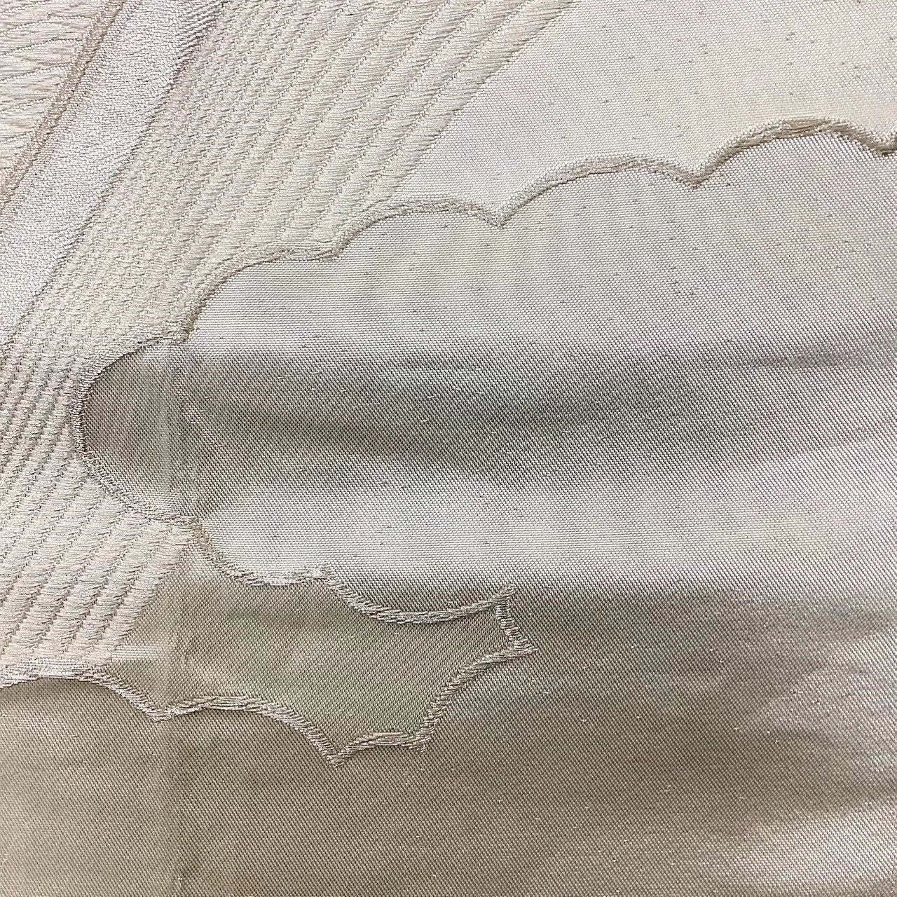 6669# Japanese Vintage Fukuro Obi Belt Kimono Fabric Silk Traditional Silver