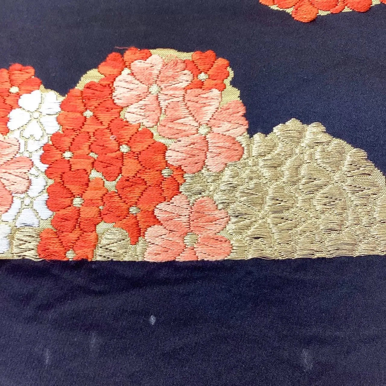 6670# Japanese Vintage Fukuro Obi Belt Kimono Fabric Silk Traditional Black