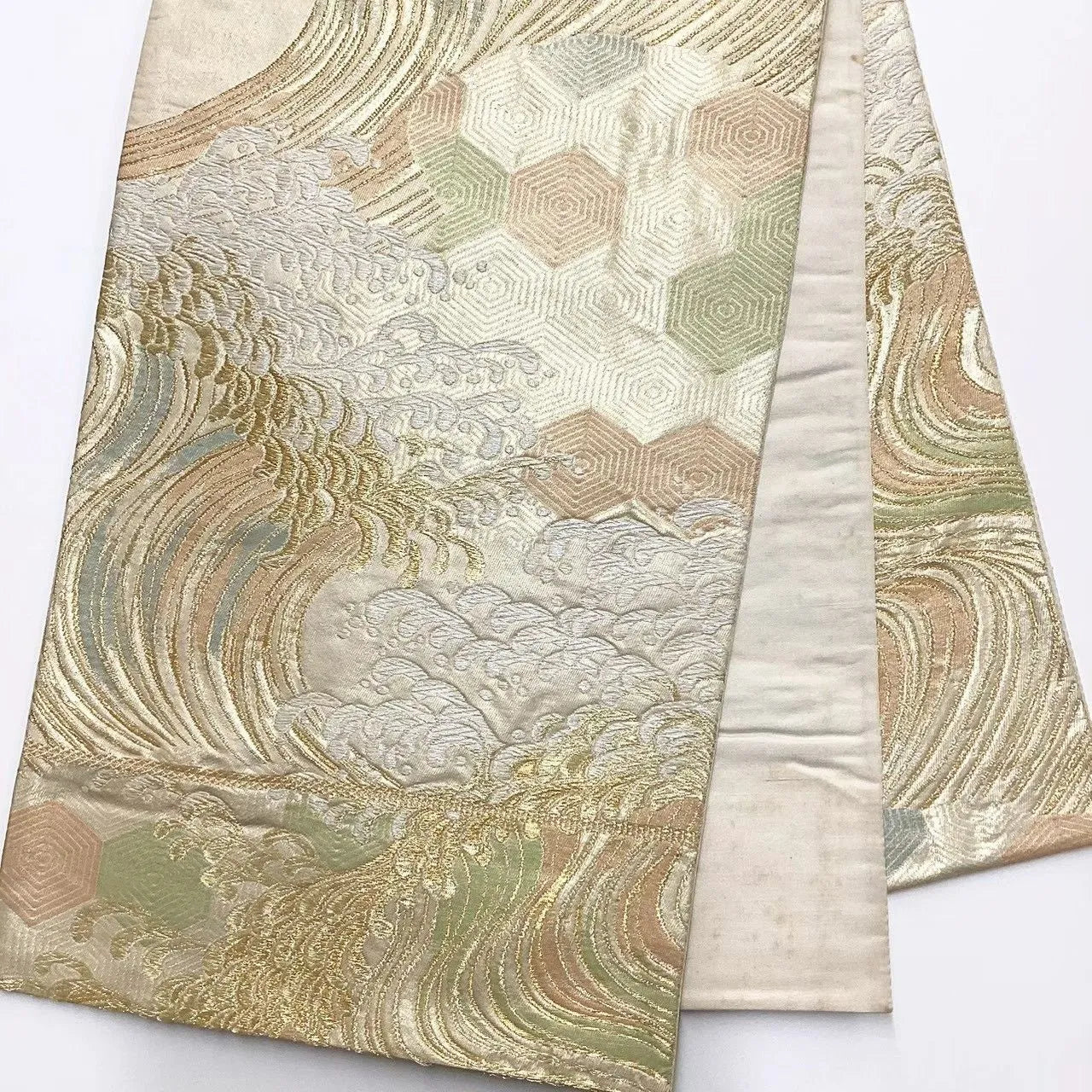 6671# Japanese Vintage Fukuro Obi Belt Kimono Fabric Silk Traditional