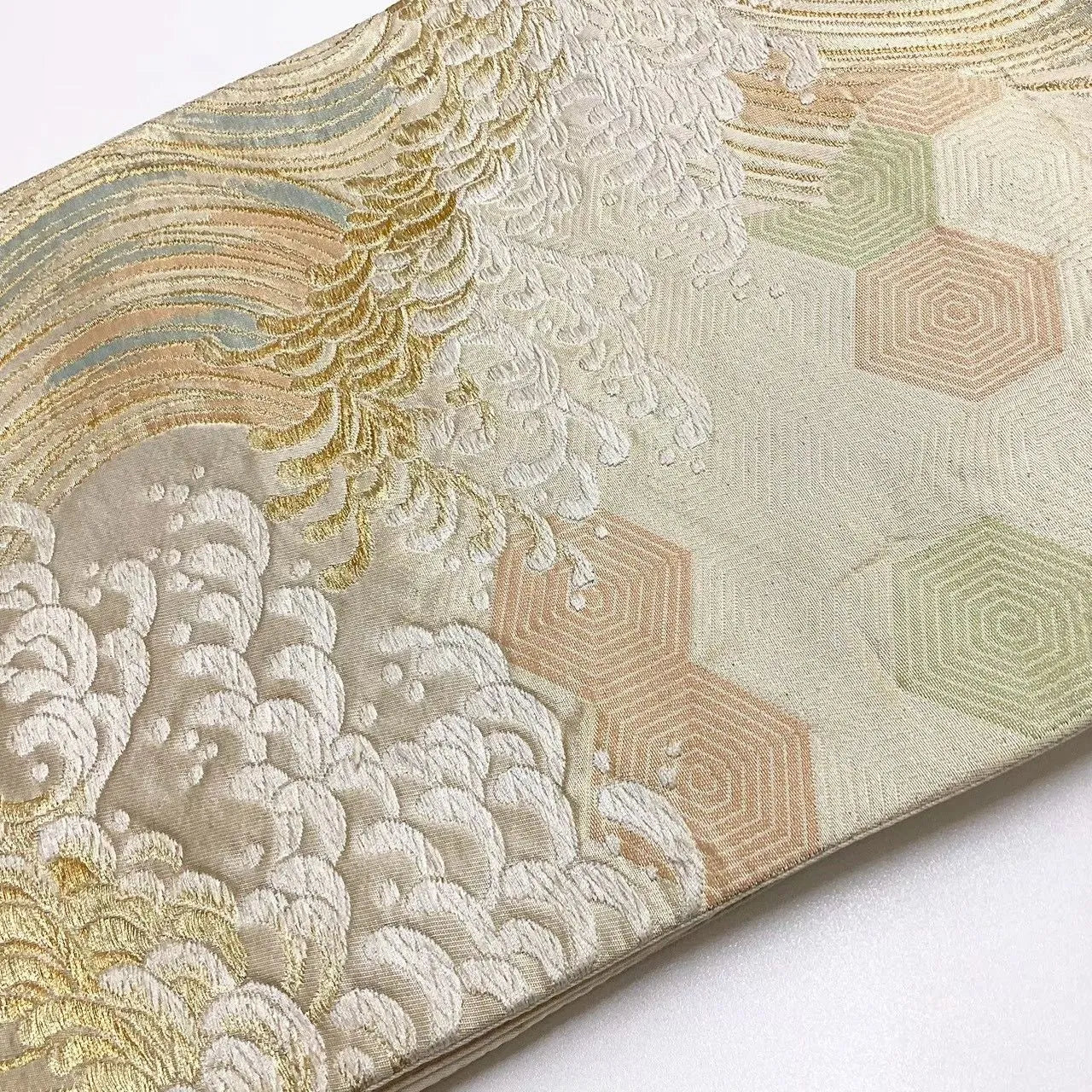 6671# Japanese Vintage Fukuro Obi Belt Kimono Fabric Silk Traditional