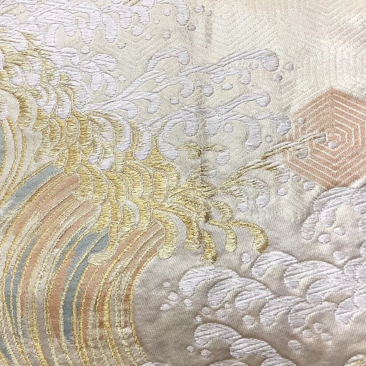 6671# Japanese Vintage Fukuro Obi Belt Kimono Fabric Silk Traditional