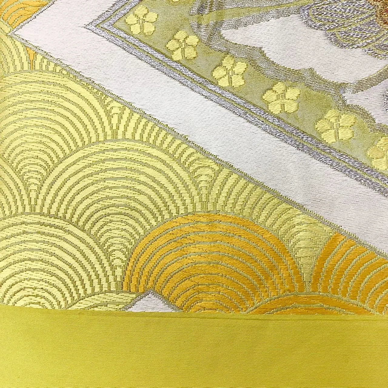 6675# Japanese Vintage Fukuro Obi Belt Kimono Fabric Silk Traditional