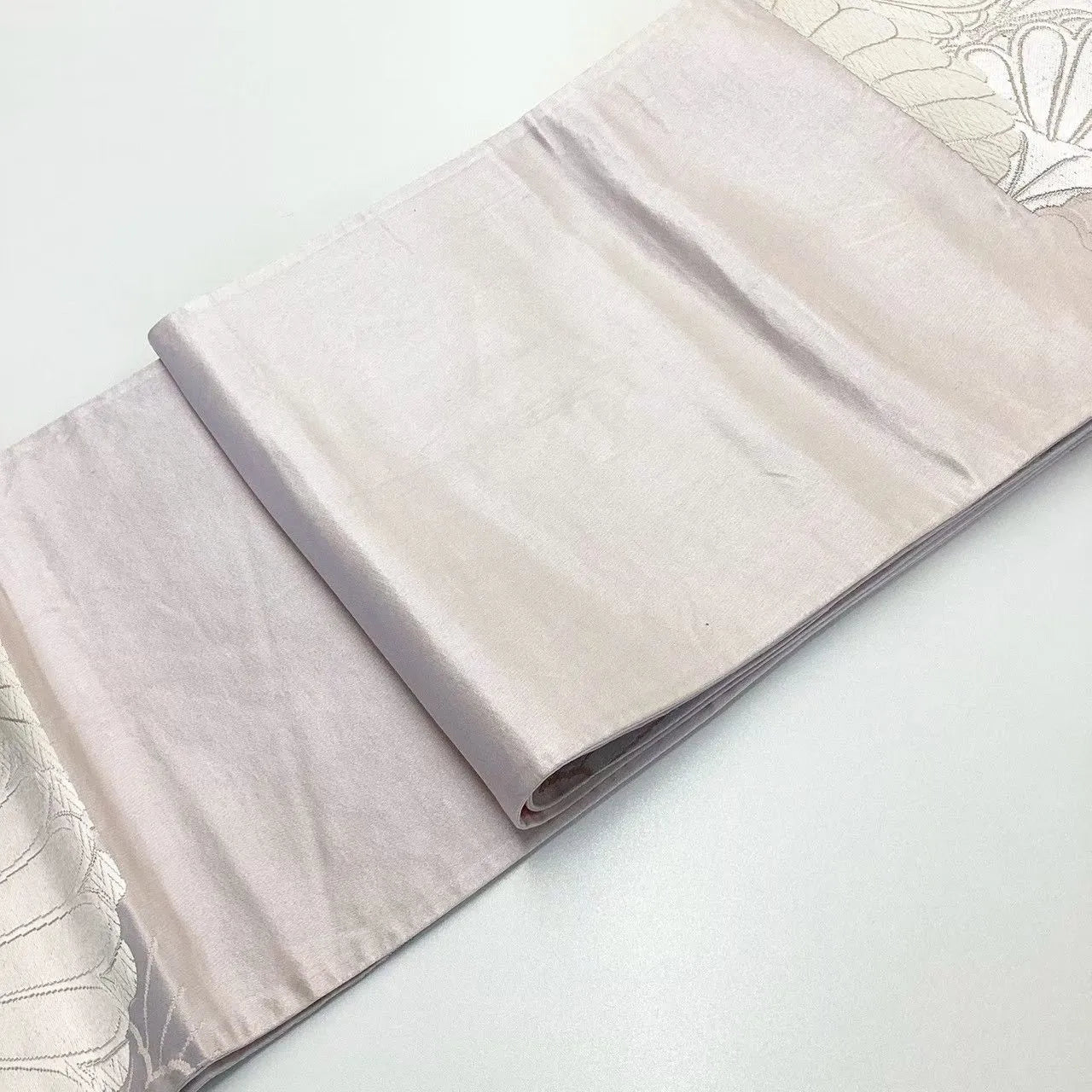 6676# Japanese Vintage Fukuro Obi Belt Kimono Fabric Silk Traditional Silver