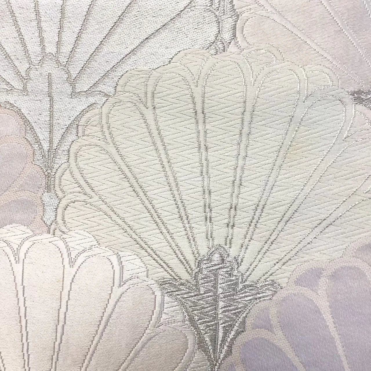 6676# Japanese Vintage Fukuro Obi Belt Kimono Fabric Silk Traditional Silver