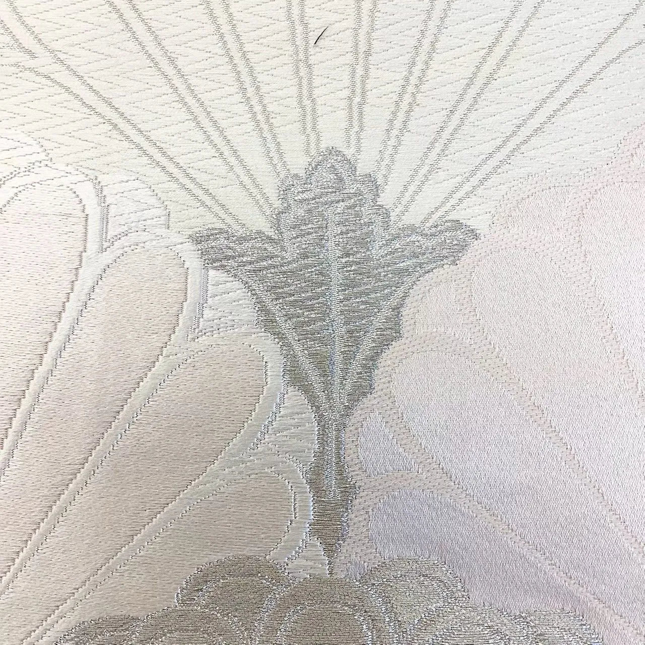 6676# Japanese Vintage Fukuro Obi Belt Kimono Fabric Silk Traditional Silver