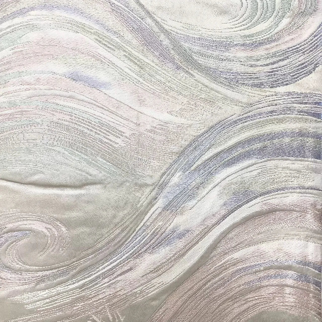 6677# Japanese Vintage Fukuro Obi Belt Kimono Fabric Silk Traditional Silver