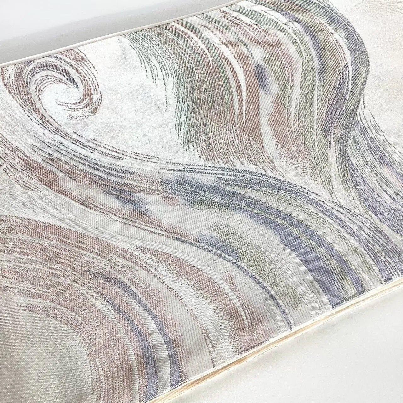 6677# Japanese Vintage Fukuro Obi Belt Kimono Fabric Silk Traditional Silver