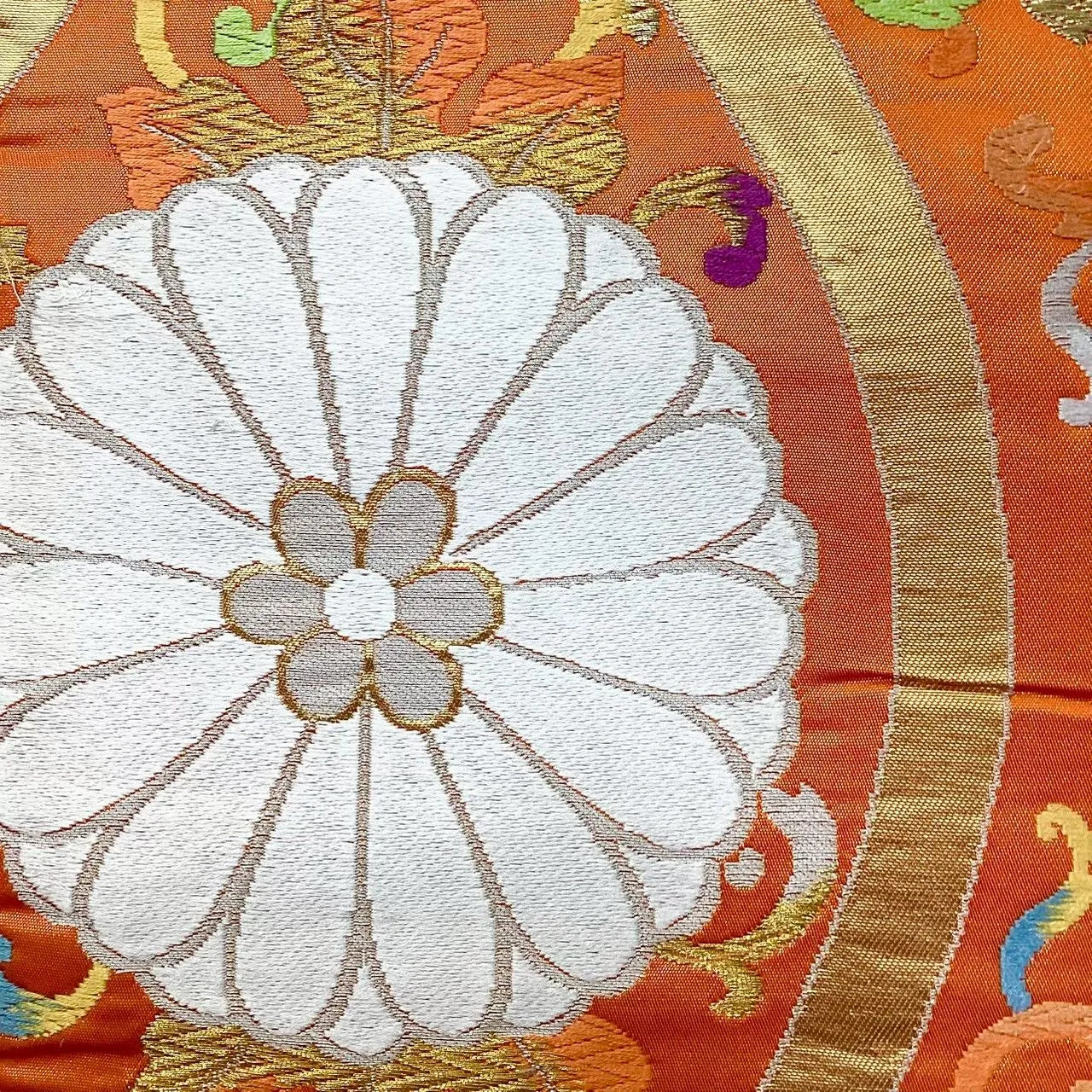 6678# Japanese Vintage Fukuro Obi Belt Kimono Fabric Silk Traditional Embroidery