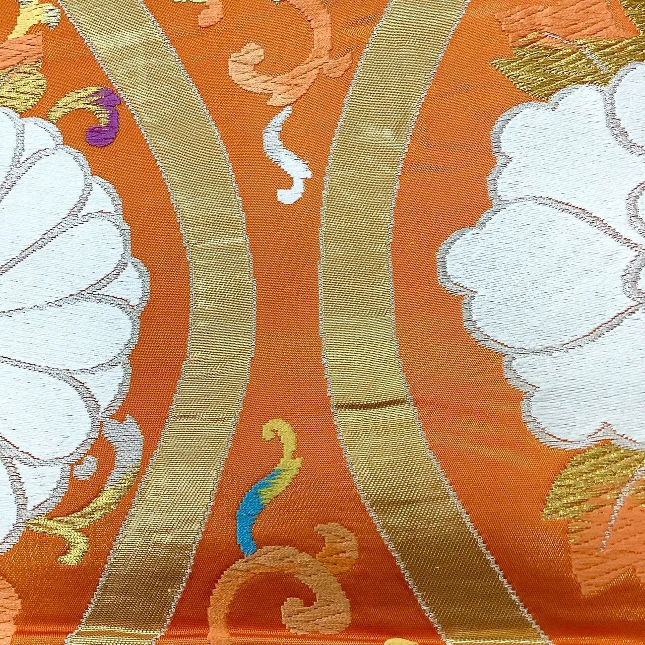 6678# Japanese Vintage Fukuro Obi Belt Kimono Fabric Silk Traditional Embroidery