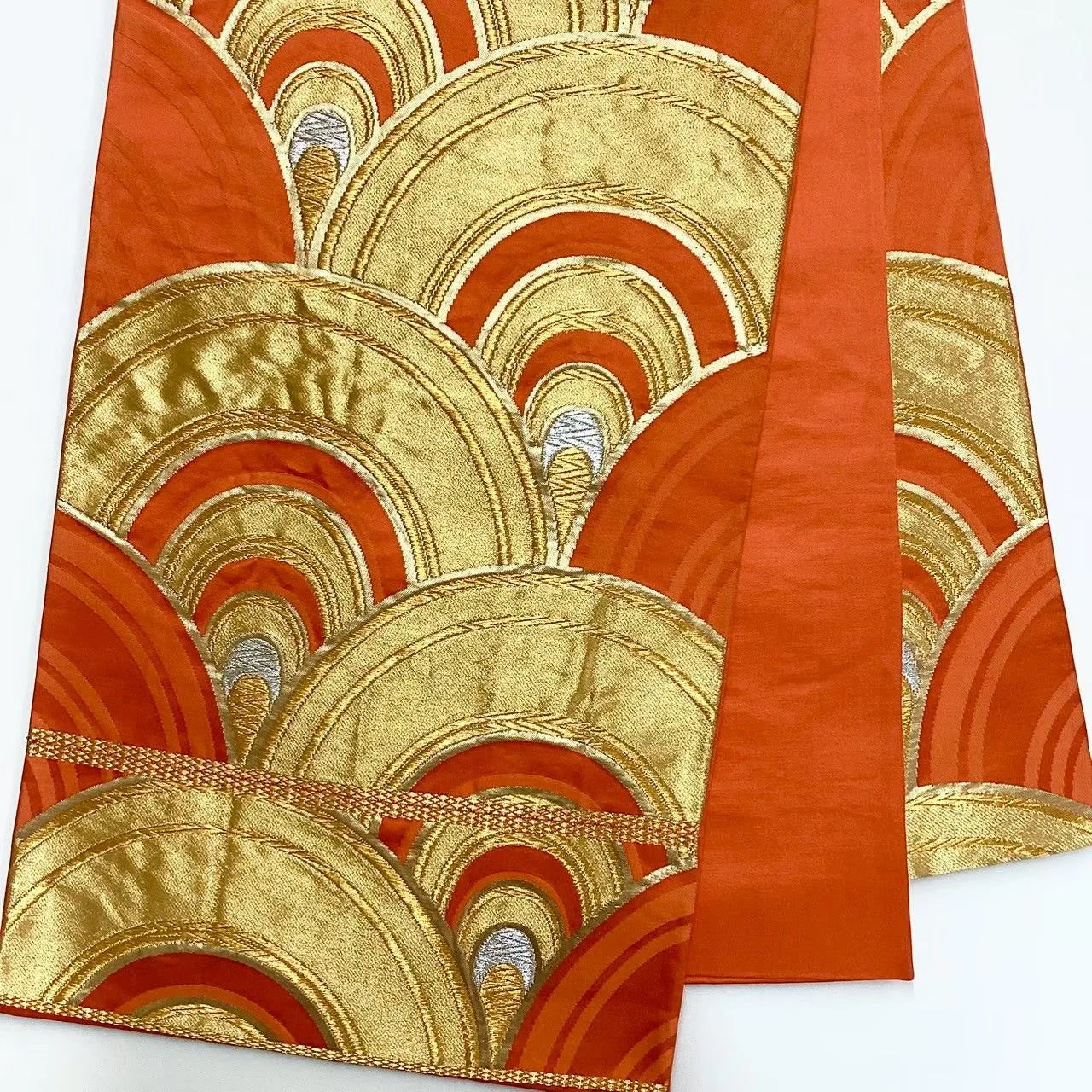 6679# Japanese Vintage Fukuro Obi Belt Kimono Fabric Silk Traditional