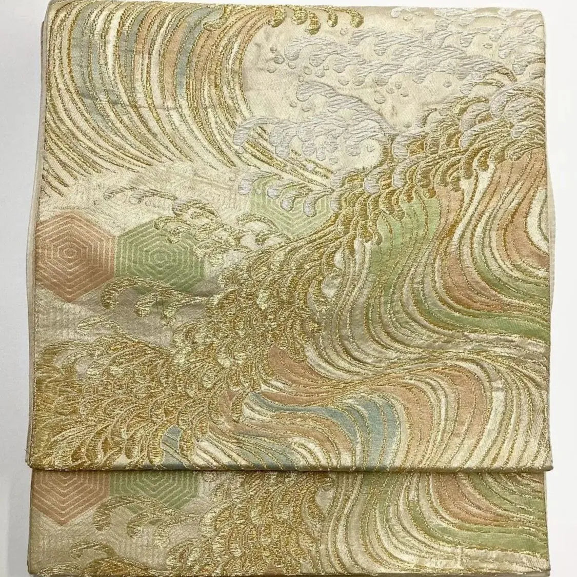 6671# Japanese Vintage Fukuro Obi Belt Kimono Fabric Silk Traditional