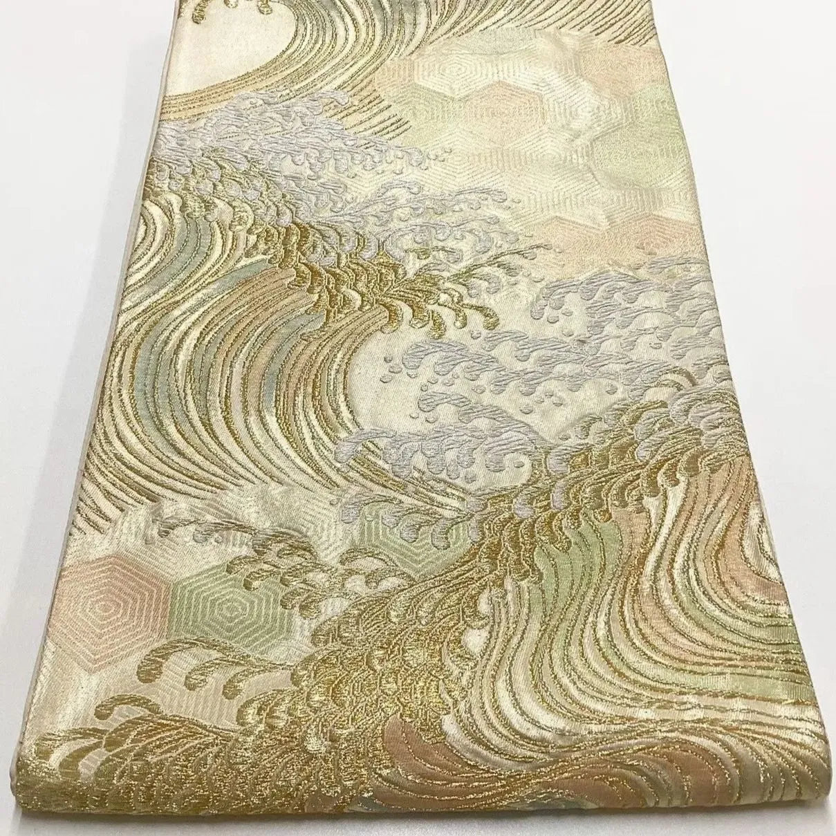 6671# Japanese Vintage Fukuro Obi Belt Kimono Fabric Silk Traditional