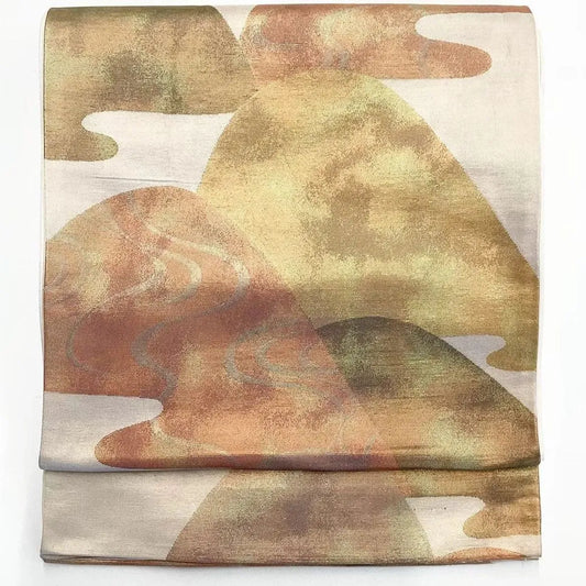 6673# Japanese Vintage Fukuro Obi Belt Kimono Fabric Silk Traditional Gold