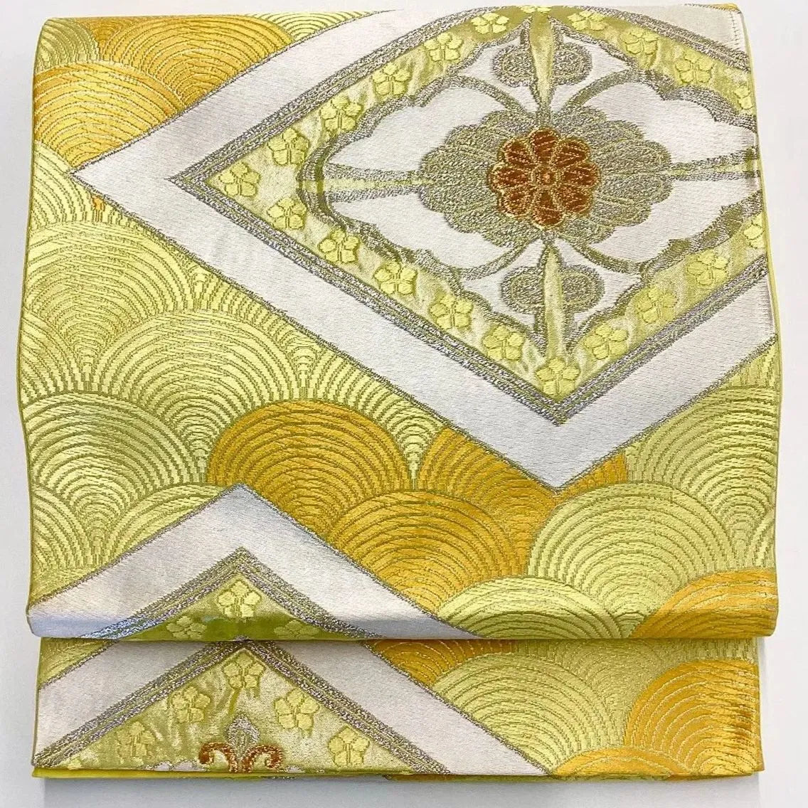 6675# Japanese Vintage Fukuro Obi Belt Kimono Fabric Silk Traditional