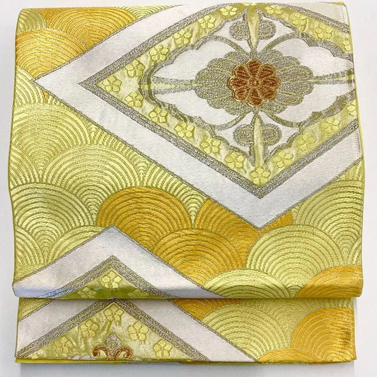 6675# Japanese Vintage Fukuro Obi Belt Kimono Fabric Silk Traditional