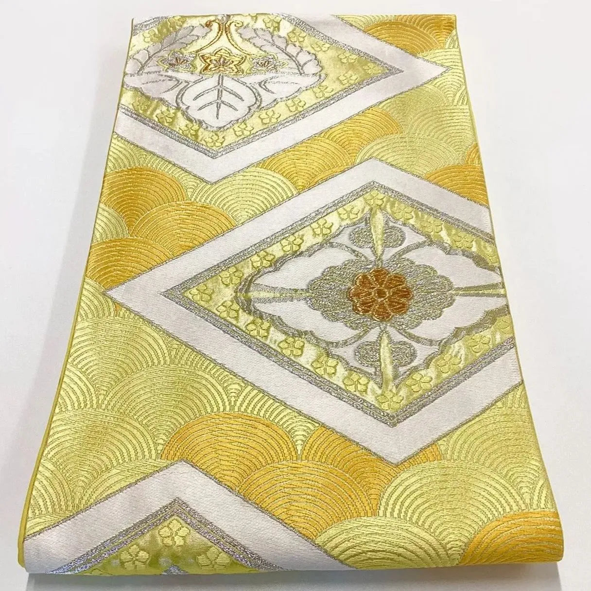 6675# Japanese Vintage Fukuro Obi Belt Kimono Fabric Silk Traditional