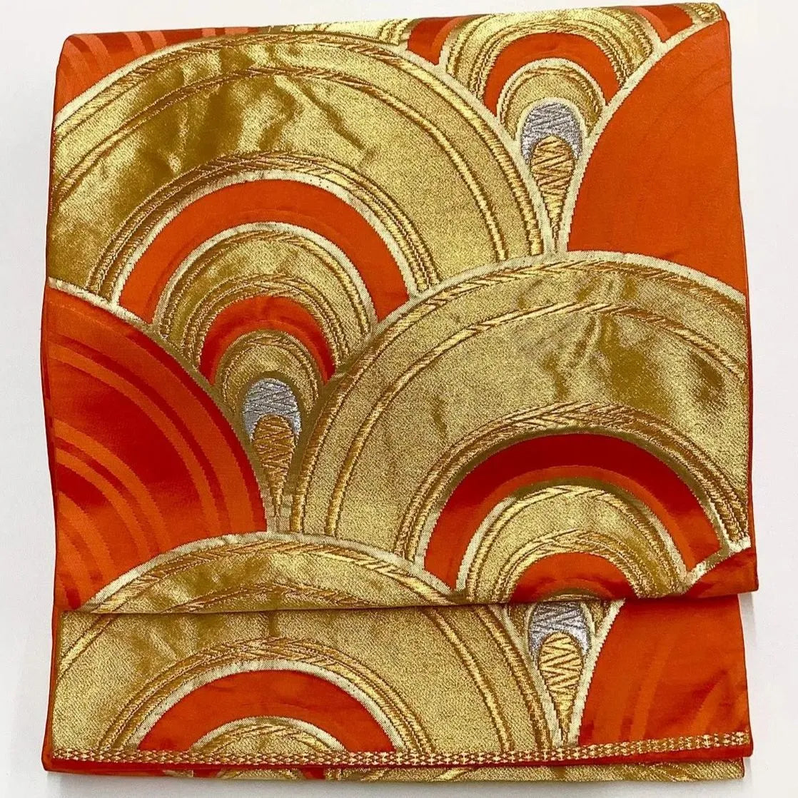 6679# Japanese Vintage Fukuro Obi Belt Kimono Fabric Silk Traditional