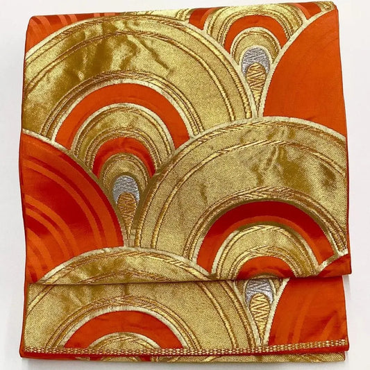 6679# Japanese Vintage Fukuro Obi Belt Kimono Fabric Silk Traditional