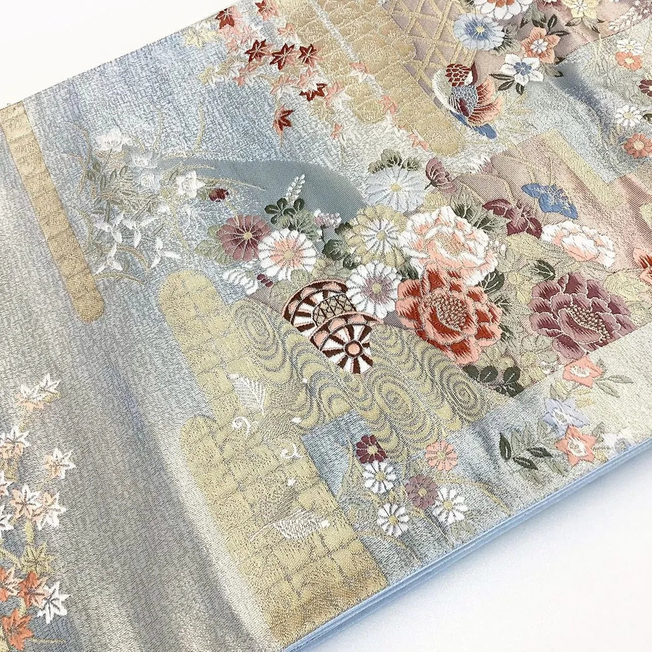 6683# Japanese Vintage Fukuro Obi Belt Kimono Fabric Silk Traditional