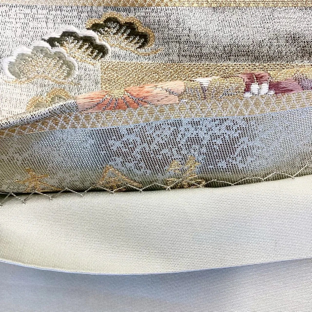 6683# Japanese Vintage Fukuro Obi Belt Kimono Fabric Silk Traditional