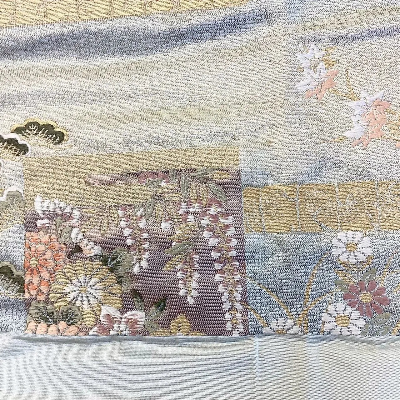 6683# Japanese Vintage Fukuro Obi Belt Kimono Fabric Silk Traditional