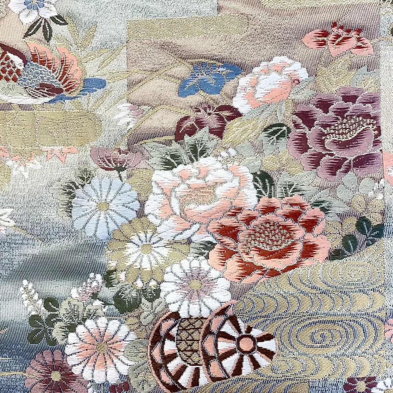 6683# Japanese Vintage Fukuro Obi Belt Kimono Fabric Silk Traditional