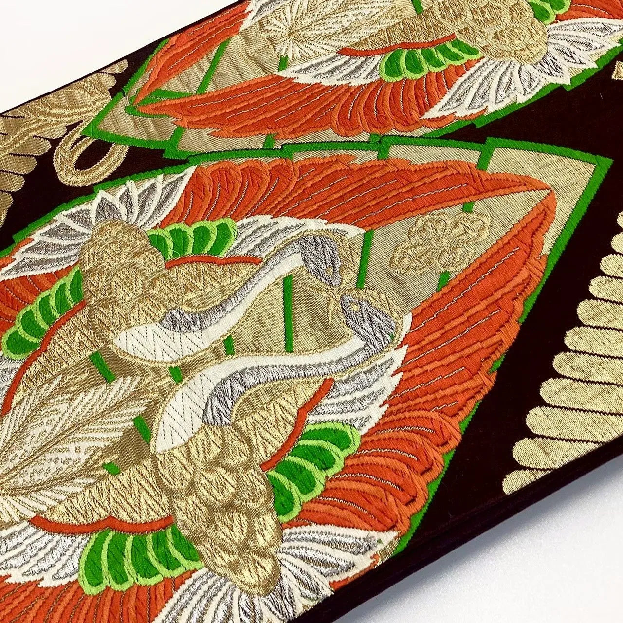 6685# Japanese Vintage Fukuro Obi Belt Kimono Fabric Silk Traditional
