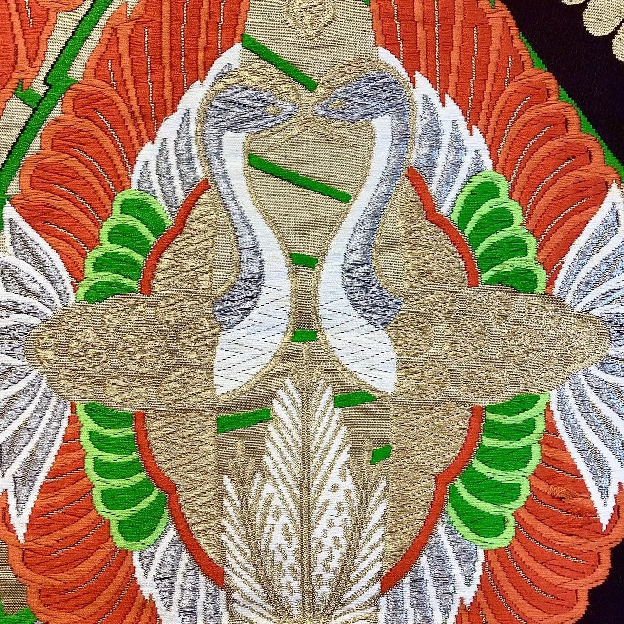 6685# Japanese Vintage Fukuro Obi Belt Kimono Fabric Silk Traditional