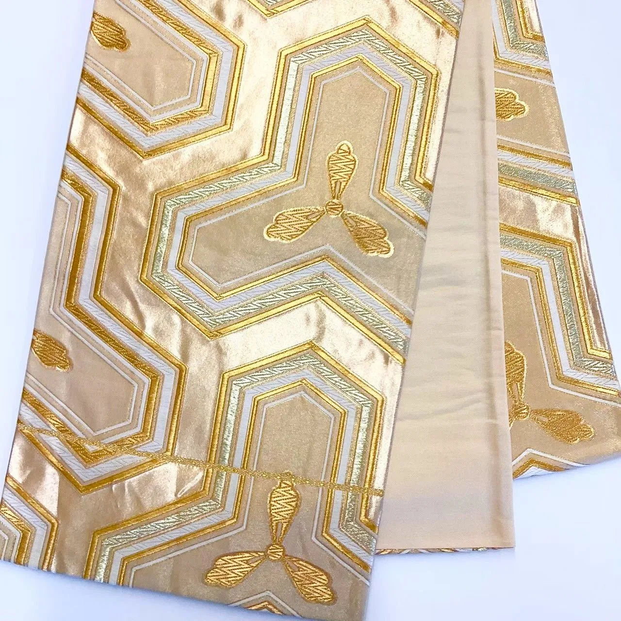 6686# Japanese Vintage Fukuro Obi Belt Kimono Fabric Silk Traditional