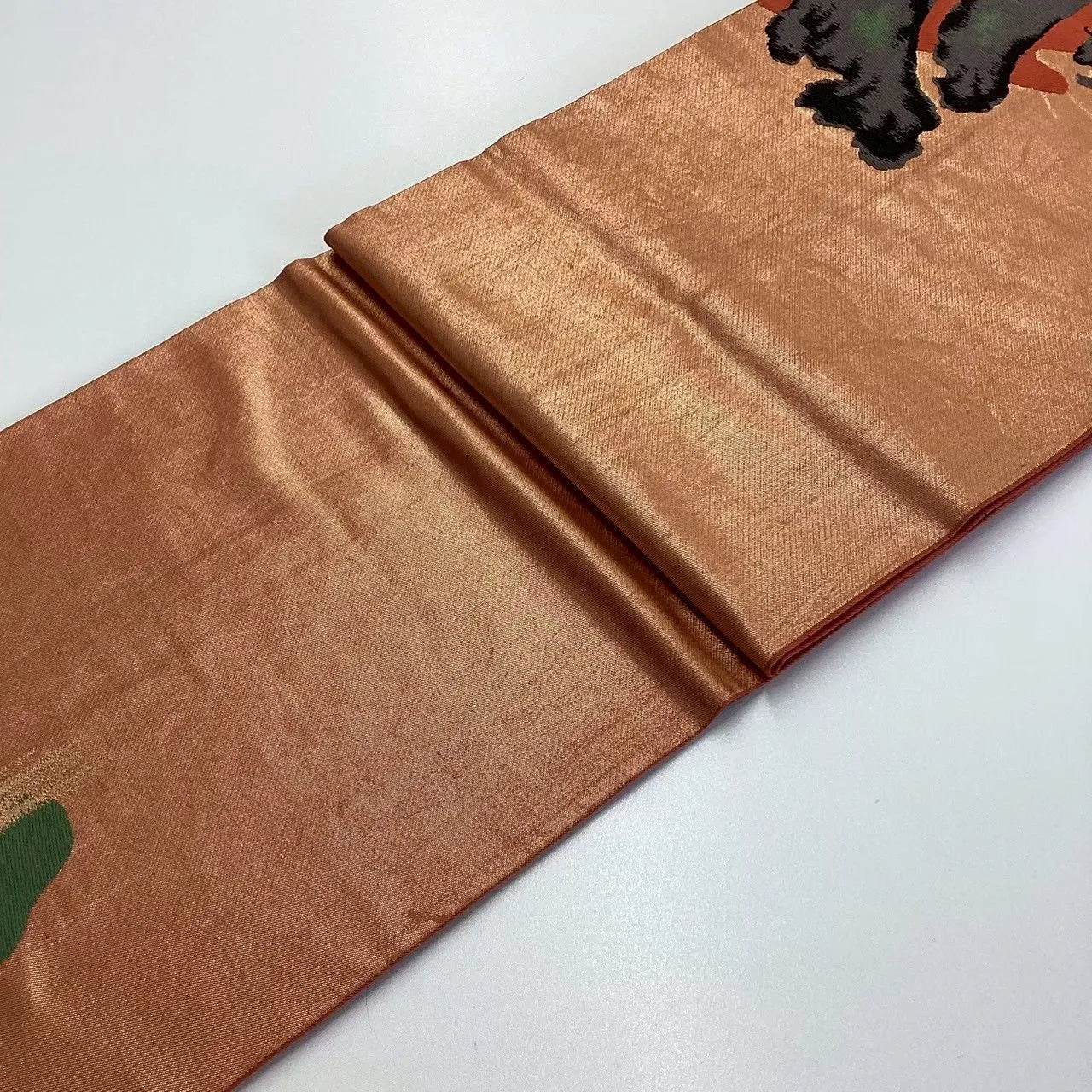 6687# Japanese Vintage Fukuro Obi Belt Kimono Fabric Silk Traditional Embroidery