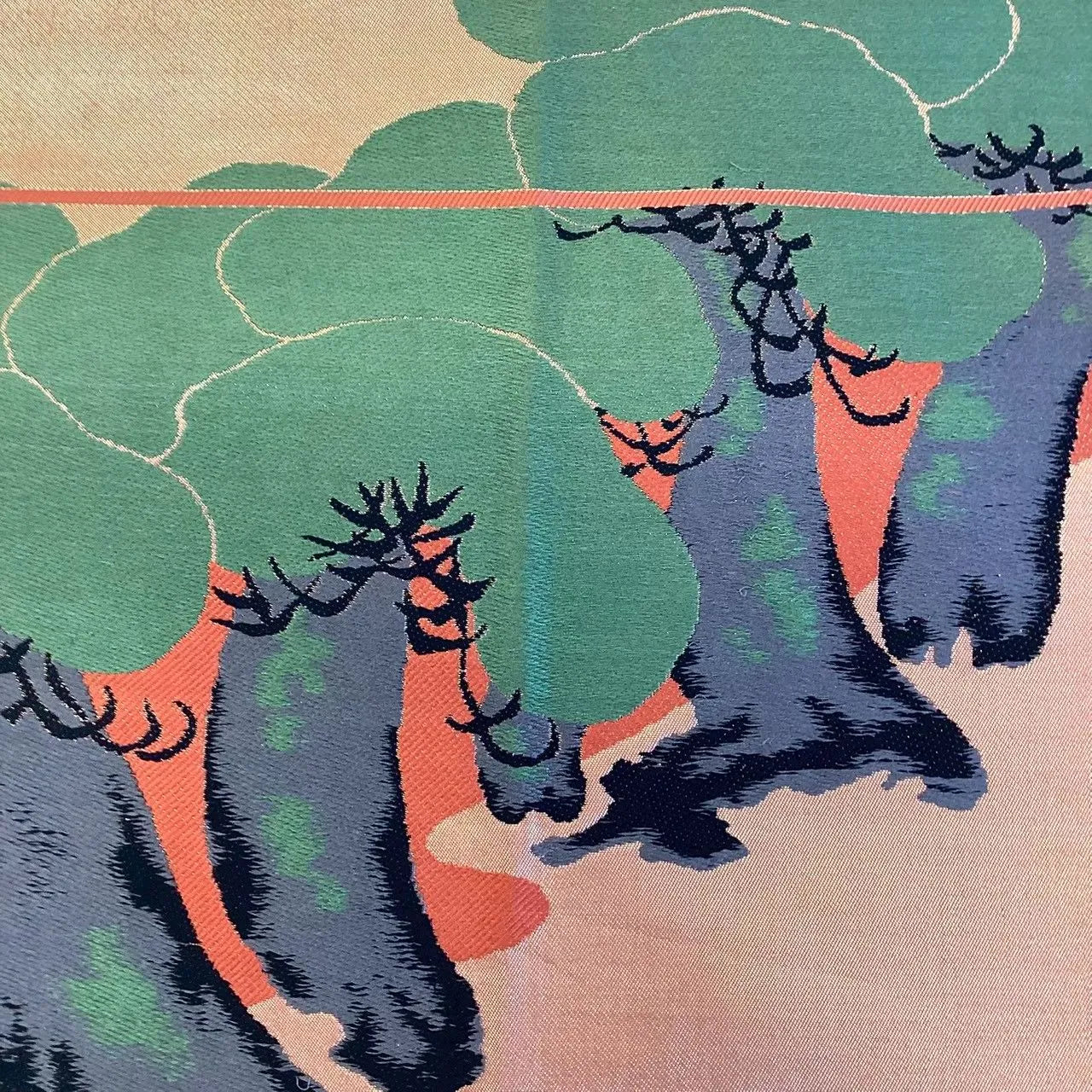 6687# Japanese Vintage Fukuro Obi Belt Kimono Fabric Silk Traditional Embroidery