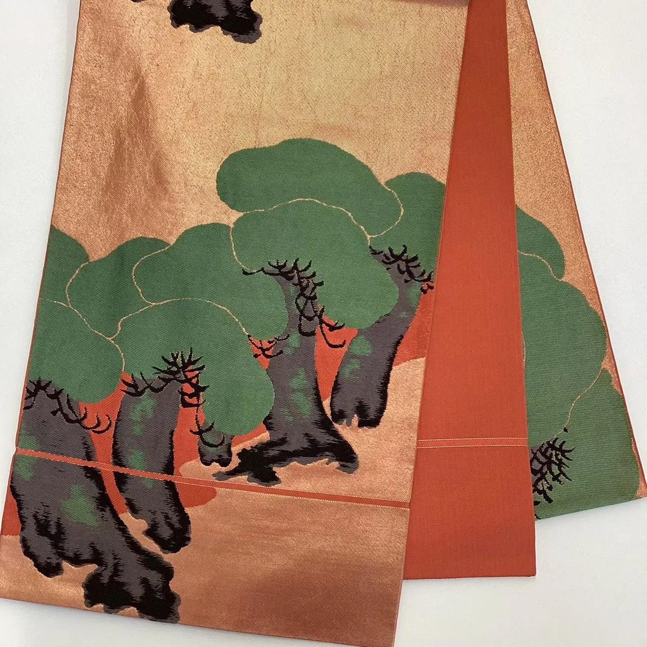 6687# Japanese Vintage Fukuro Obi Belt Kimono Fabric Silk Traditional Embroidery