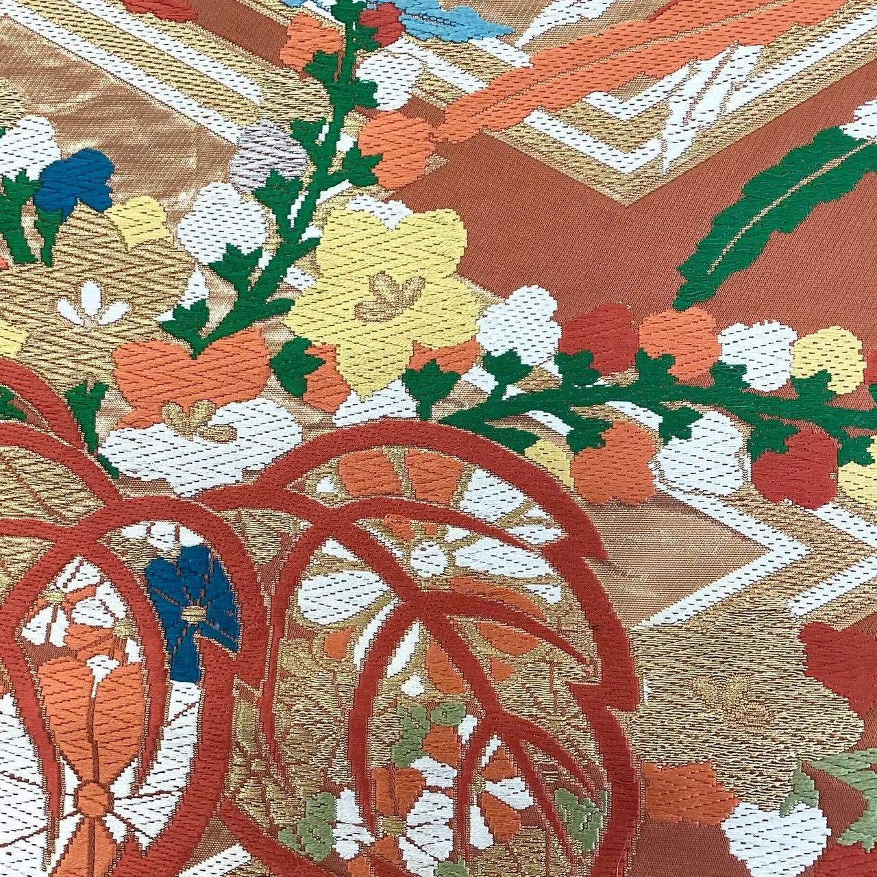 6689# Japanese Vintage Fukuro Obi Belt Kimono Fabric Silk Traditional Embroidery