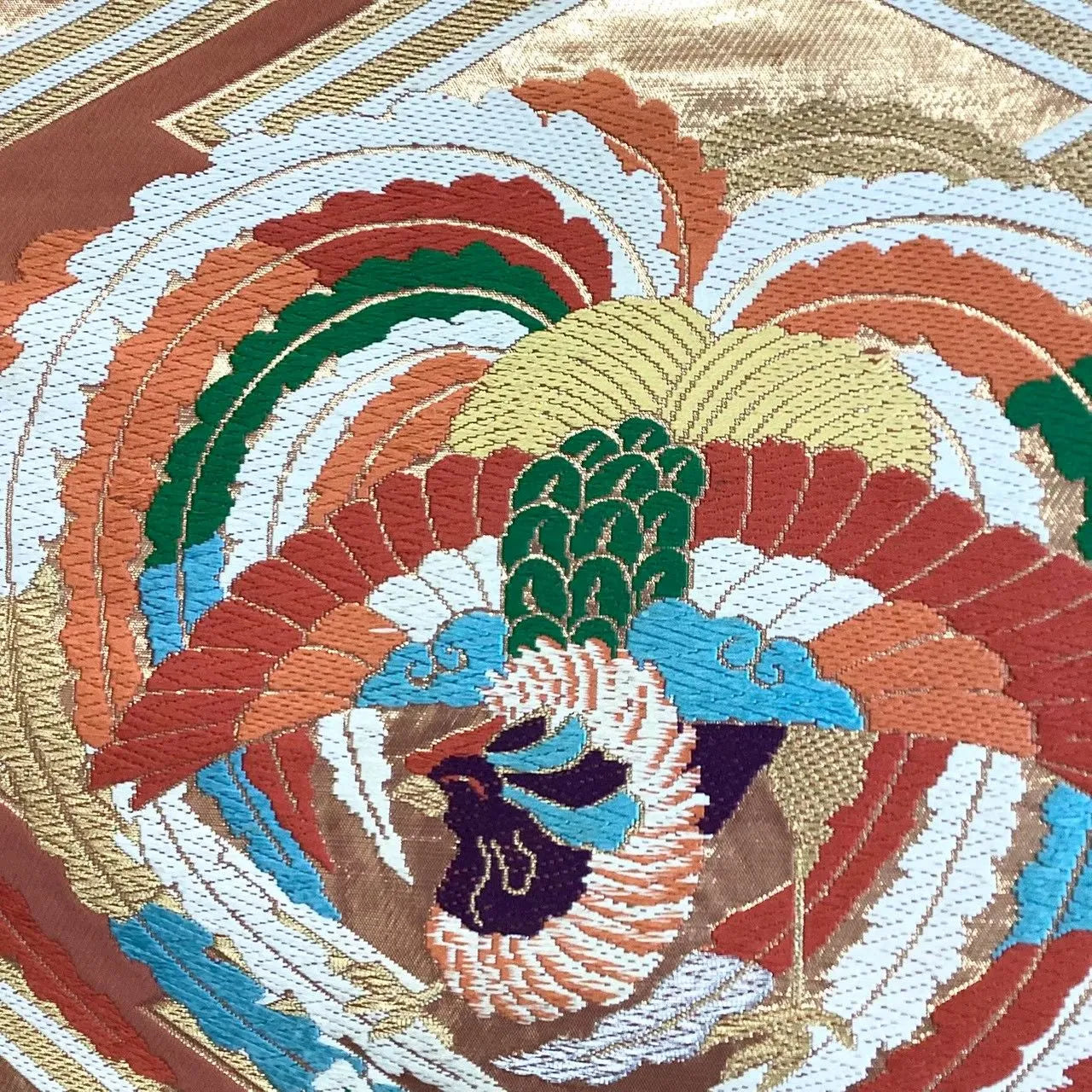 6689# Japanese Vintage Fukuro Obi Belt Kimono Fabric Silk Traditional Embroidery