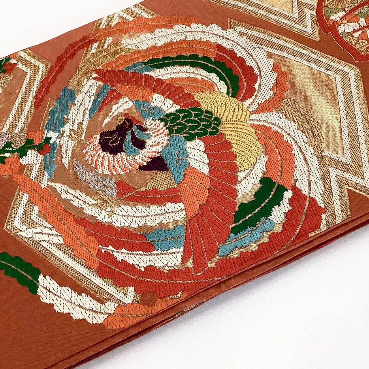 6689# Japanese Vintage Fukuro Obi Belt Kimono Fabric Silk Traditional Embroidery