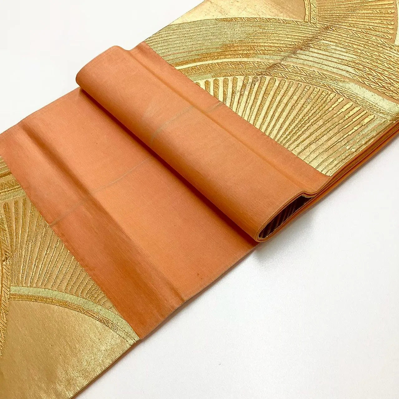 6693# Japanese Vintage Fukuro Obi Belt Kimono Fabric Silk Traditional Gold