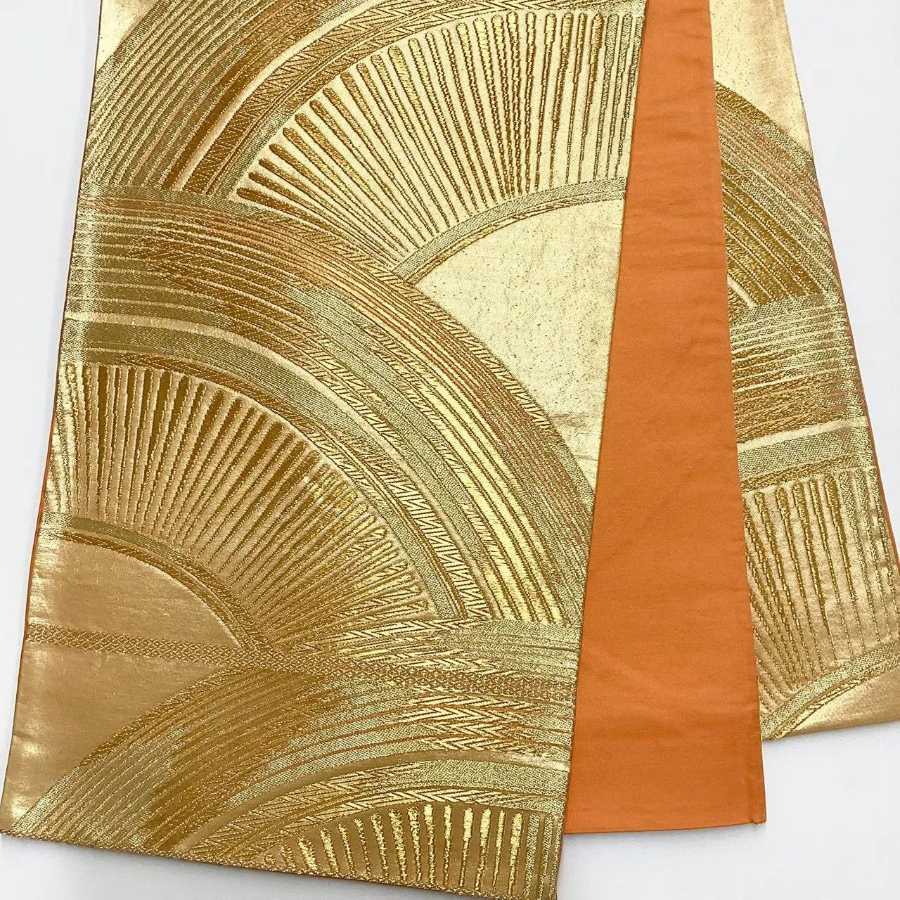 6693# Japanese Vintage Fukuro Obi Belt Kimono Fabric Silk Traditional Gold