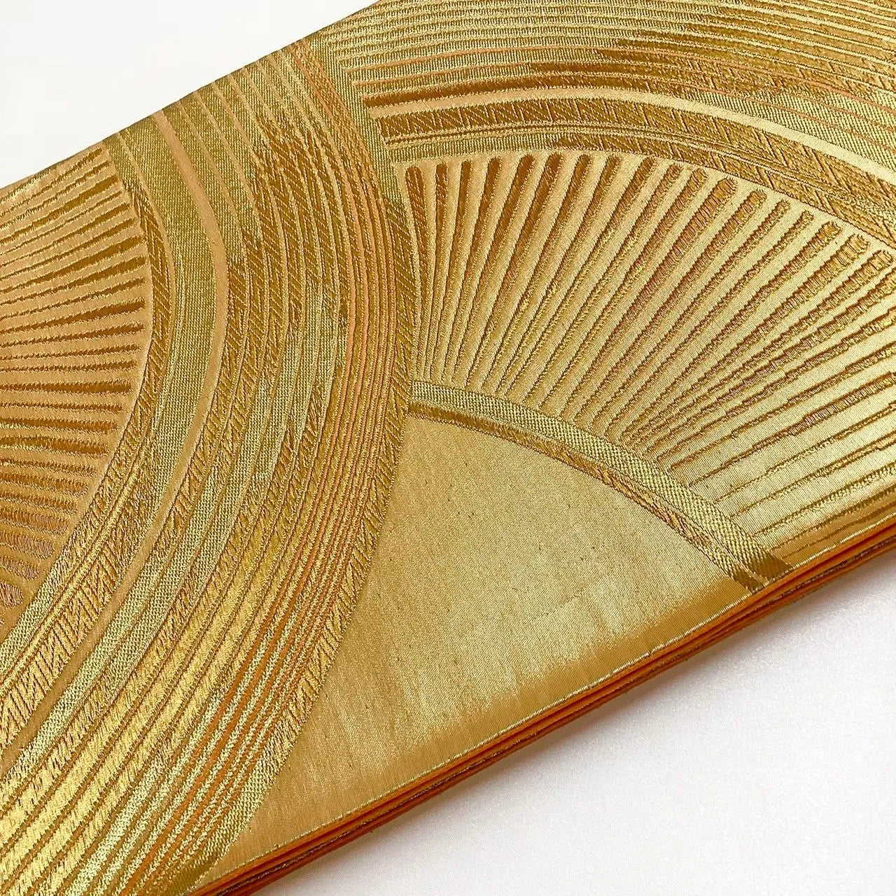 6693# Japanese Vintage Fukuro Obi Belt Kimono Fabric Silk Traditional Gold