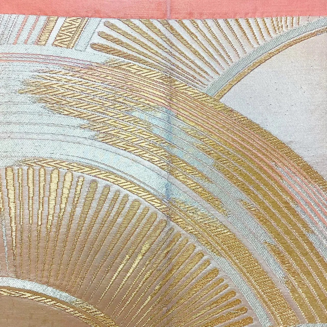 6693# Japanese Vintage Fukuro Obi Belt Kimono Fabric Silk Traditional Gold