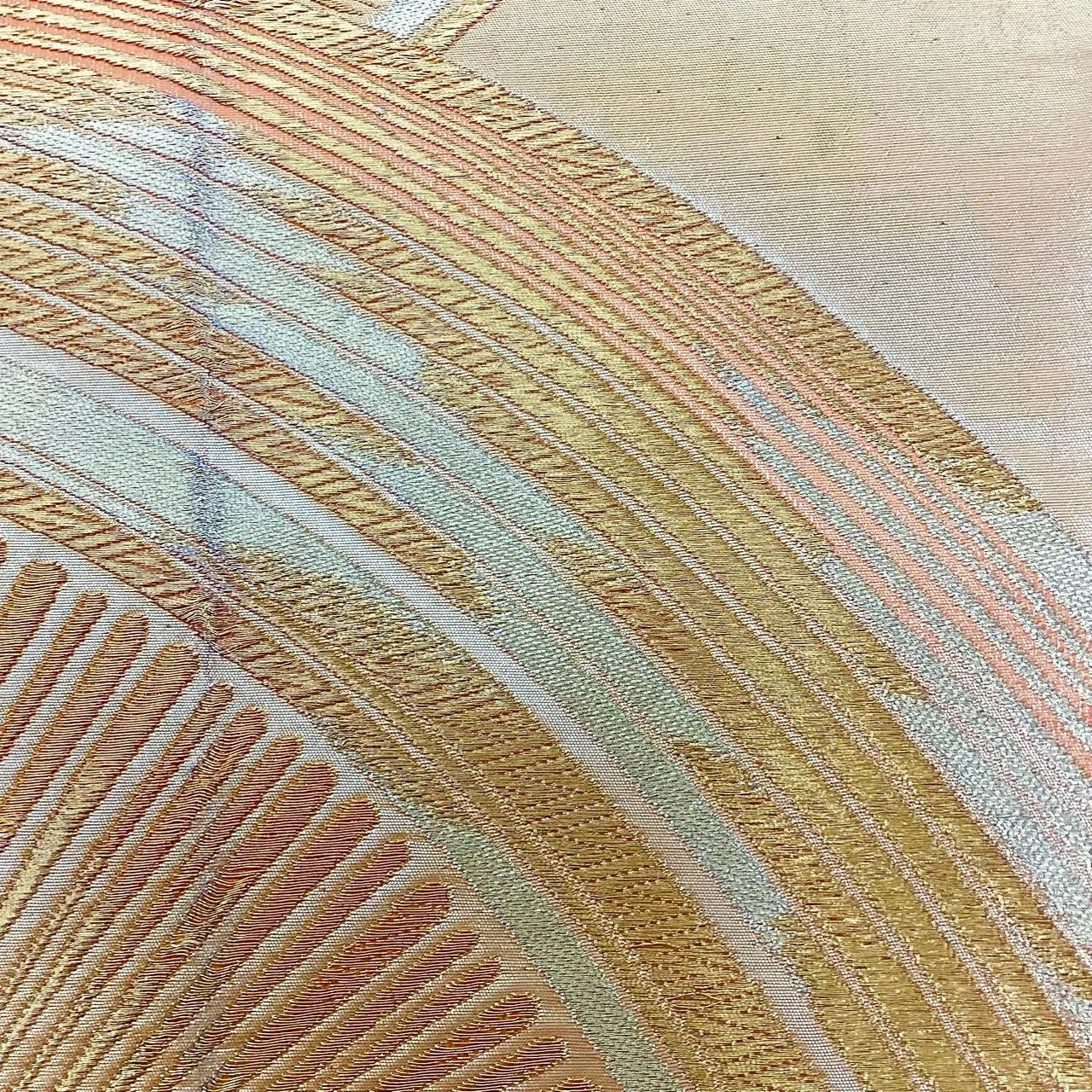 6693# Japanese Vintage Fukuro Obi Belt Kimono Fabric Silk Traditional Gold