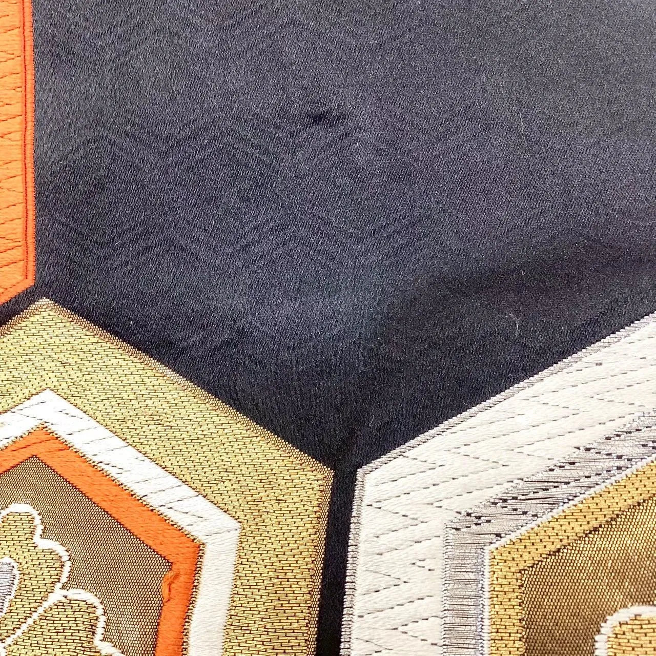 6695# Japanese Vintage Fukuro Obi Belt Kimono Fabric Silk Traditional Black