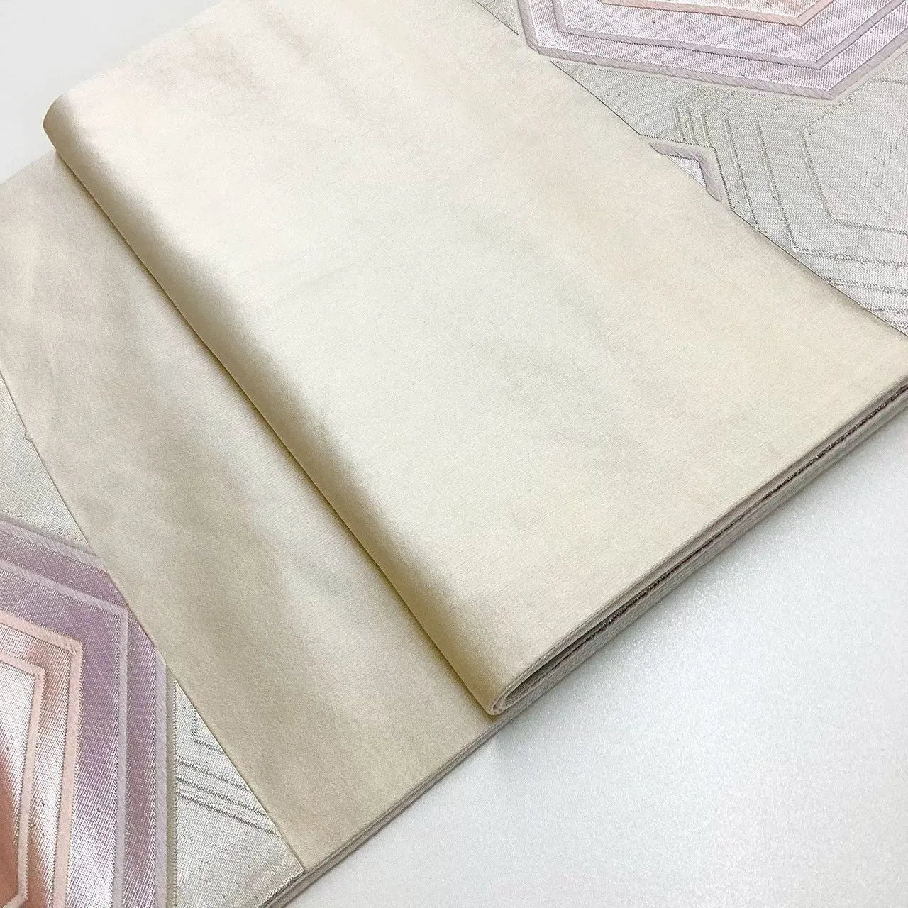 6696# Japanese Vintage Fukuro Obi Belt Kimono Fabric Silk Traditional Silver